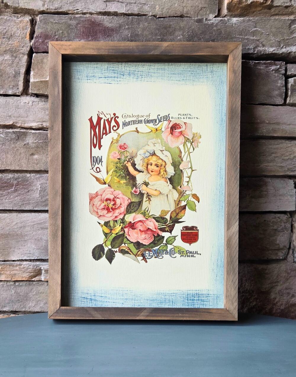 Framed Botanical Wall Art • Vintage-Style Print • Upcycled Home Decor
